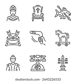 Pack of History Art Line Style Icons 

