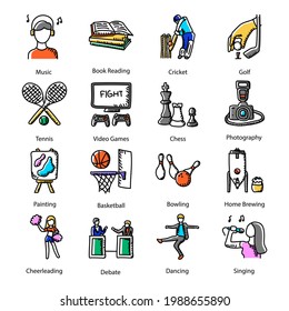 Pack of Hobby and Games Doodle Icons 