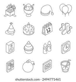 Pack of Holiday and Celebration Linear Icon 

