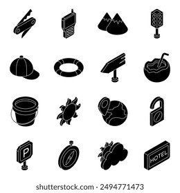 Pack of Holiday and Summer Solid Icon

