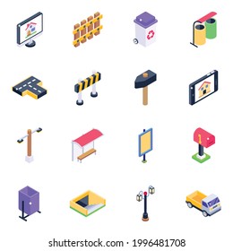 Pack of Home Applications Isometric Icons