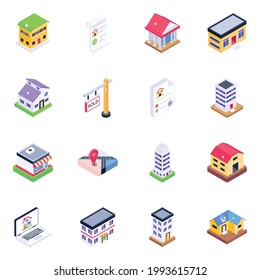 Pack of Home Architecture Isometric Icons 