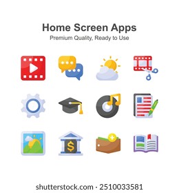 Paquete de iconos de App de pantalla de inicio, conjunto de Vectores editables