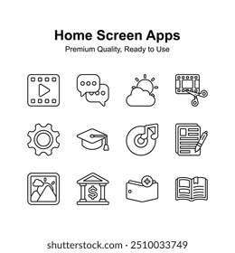 Pack of home screen apps icons, editable vectors set
