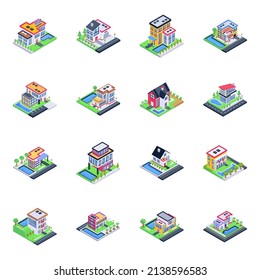 Pack of Homes Isometric Icons 

