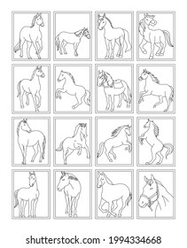 Pack of Horse Coloring Pages 