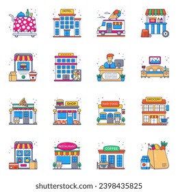 Paket von Hotel Flat Icons

