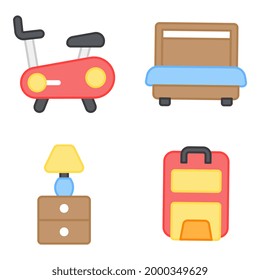 Paquete de Iconos planos de Hotel y Viaje 