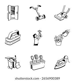 Paquete de íconos de Doodle de artículos para el hogar 
