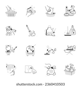 Pack of Housekeeping Hand Drawn Icons

