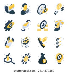 Pack of Hr Management Isometric Icons

