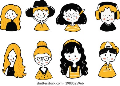 pack of human characters design vector