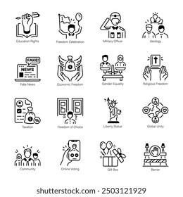 Pack of Human Rights Line Style Icons 

