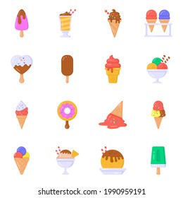 Pack of Ice Cream Cones in Flat Icons