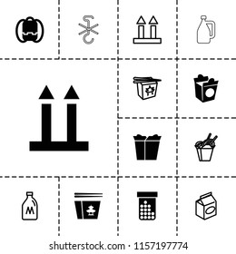 Pack icon. collection of 13 pack filled and outline icons such as backpack, take away food, milk can, chinese fast food. editable pack icons for web and mobile.