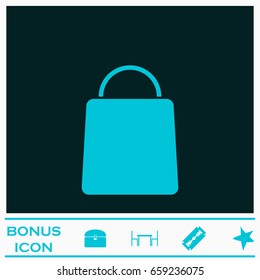 Pack icon flat. Blue pictogram on dark background. Vector illustration symbol and bonus icons