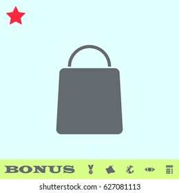 Pack icon flat. Grey pictogram on blue background. Vector illustration symbol and bonus buttons medal, cow, earth, eye, calculator