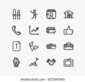 Pack icon set and agile development with call, tv and recommend. Television related pack icon vector for web UI logo design.