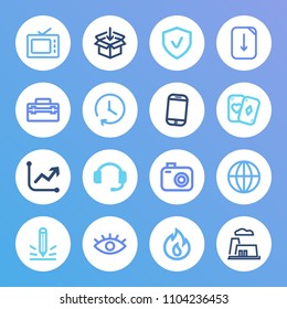 Pack icon set and agile development with tool box, order and digital. Globe related pack icon vector for web UI logo design.