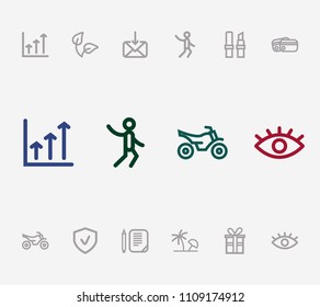 Pack icon set and dance with beach, credit card and birthday. Sending related pack icon vector for web UI logo design.