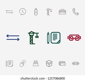 Pack icon set and energy with clock, tool box and ship. Contract related pack icon vector for web UI logo design.