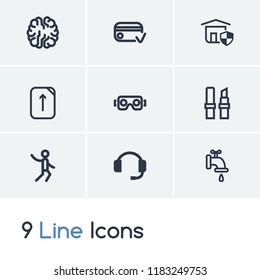 Pack icon set and service with AI, dance and insurance. Lipstick related pack icon vector for web UI logo design.