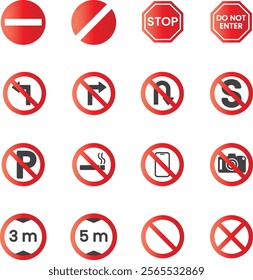 Pack Icon Traffic Sign and Symbols Gradient