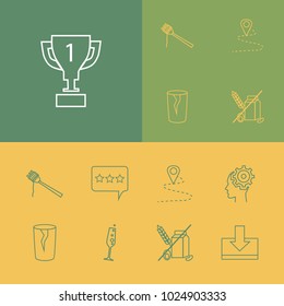 Pack icons set with allergen, champagne and glass elements. Set of pack icons and download concept. Editable vector elements for logo app UI design.