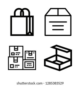 pack icons set with box, shopping bag and package vector set