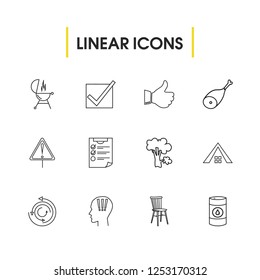 Pack icons set with broccoli, thumb up and approve elements. Set of pack icons and cover concept. Editable vector elements for logo app UI design.