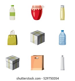 Pack icons set. Cartoon illustration of 9 pack vector icons for web