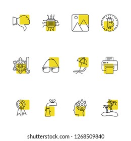Pack icons set with chip, cryptocurrency and winter elements. Set of pack icons and personal concept. Editable vector elements for logo app UI design.