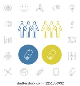 Pack icons set with chip, mobile and smile elements. Set of pack icons and smartphone concept. Editable vector elements for logo app UI design.