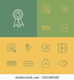 Pack icons set with elevator, autumn and spring elements. Set of pack icons and energy concept. Editable vector elements for logo app UI design.