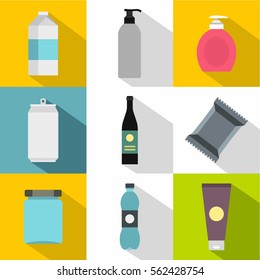 Pack icons set. Flat illustration of 9 pack vector icons for web