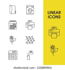 Pack icons set with folder, spring and dry cleaning elements. Set of pack icons and mathematics concept. Editable vector elements for logo app UI design.