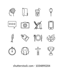Pack icons set with skill, reward and stopwatch elements. Set of pack icons and trophy concept. Editable vector elements for logo app UI design.