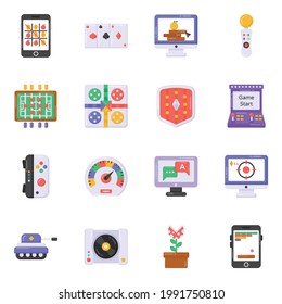 Pack of Indoor Games Flat Icons 