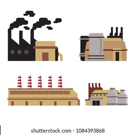 A pack of industrial building or factory in flat design