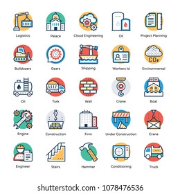 A Pack of Industrial and Construction Flat Icons 