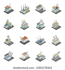 Paquete de Industrias Isometric Icons 


