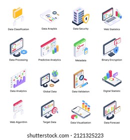 Pack of Infographics Isometric Icons 

