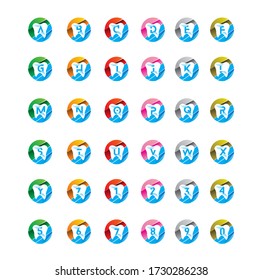 paquete del vector de diseño del icono del logotipo dental inicial