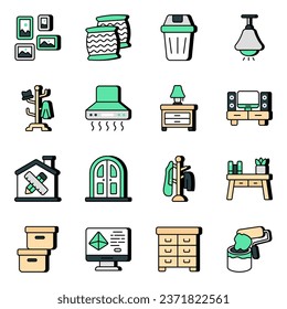 Paquete de iconos vectoriales de diseño interior

