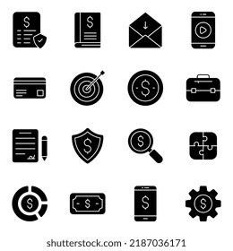 Paquete de iconos sólidos de administración de inversiones