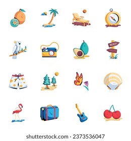 Paquete de iconos planos de la isla 

