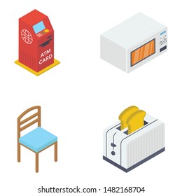 Pack Of Isometric Appliances Icons 