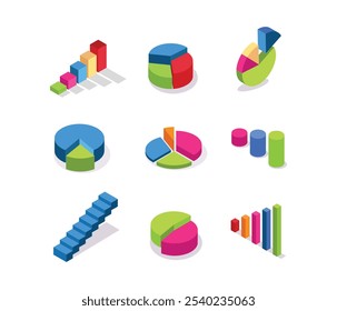 Paket mit isometrischen Diagrammen einzeln auf weißem Hintergrund