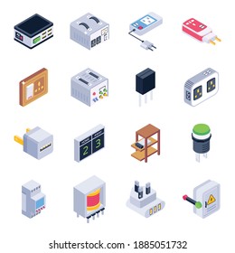 
Envase de vectores de iconos isométricos 