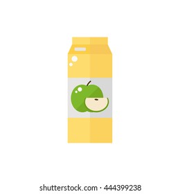 Pack of juice. Apple pack of juice icon isolated on white background. Fresh apple juice. Flat style vector illustration. 